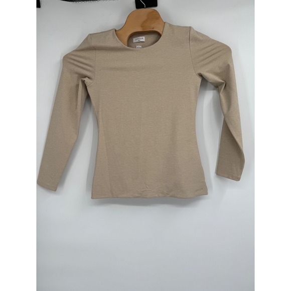 Aritzia Contour‎ Brown Long Sleeve Crew Neck Base Layer T Shirt Tee Top Size L - Picture 1 of 7